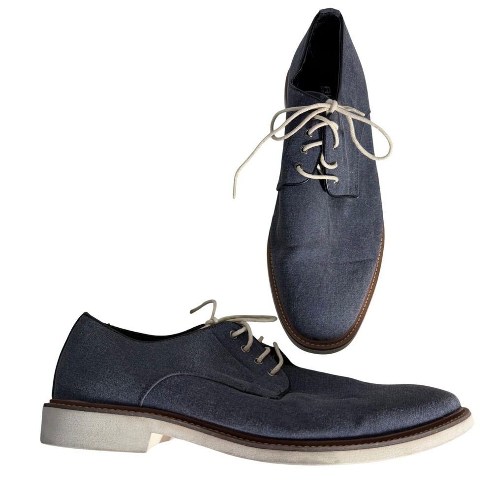 Rush by Gordon Rush Mens Blue Canvas Derby Shoes Lace Up Oxfords‎ Size 11
